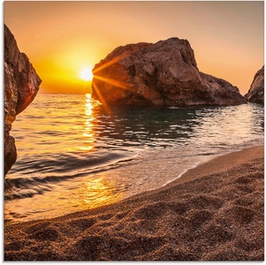Artland Glasbild »Sonnenuntergang und Strand«