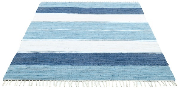 THEKO, THEKO Teppich »Stripe Cotton«, rechteckig, 5 mm Höhe, Flachgewebe, reine Baumwolle, handgewebt, mit Fransen, Wohnzimmer, THEKO Teppich »Stripe Cotton«, rechteckig, 5 mm Höhe, Flachgewebe, gestreift, reine Baumwolle, handgewebt, mit Fransen