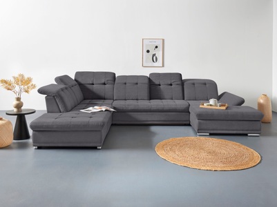 COTTA Wohnlandschaft »Holiday U-Form«, Sitztiefenverstellung, wahlweise mit Bettfunktion inkl. Bettkasten