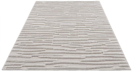Carpet City, Carpet City Teppich »SANTORINI 58394«, rechteckig, 5 mm Höhe, 3D-Design: Flor erzeugt ein Hoch-Tief-Effekt, In- und Outdoor geeignet, Carpet City Teppich »In-& Outdoorteppich Santorini 58394, 3D-Effekt, Streifen«, rechteckig, 5 mm Höhe, Wetterfest & UV-beständig für Terrasse, Balkon, Küche, Flur