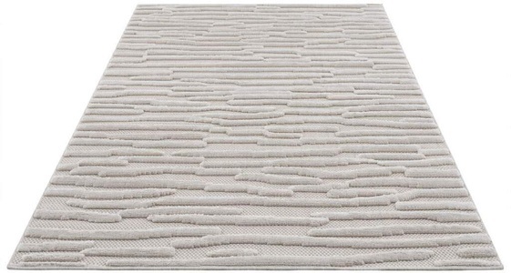 Carpet City, Carpet City Teppich »SANTORINI 58394«, rechteckig, 5 mm Höhe, 3D-Design: Flor erzeugt ein Hoch-Tief-Effekt, In- und Outdoor geeignet, Carpet City Teppich »In-& Outdoorteppich Santorini 58394, 3D-Effekt, Streifen«, rechteckig, 5 mm Höhe, Wetterfest & UV-beständig für Terrasse, Balkon, Küche, Flur
