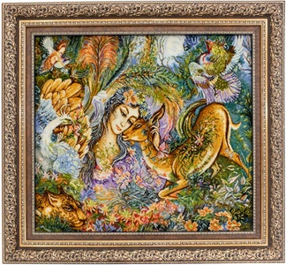 MorgenLand, morgenland Wandteppich »Bild-Teppich Figurativ 95 x 90 cm«, rechteckig, 0,7 mm Höhe, Unikat mit Zertifikat, morgenland Wandteppich »Bild-Teppich Figurativ 95 x 90 cm«, rechteckig, 7 mm Höhe, Unikat mit Zertifikat