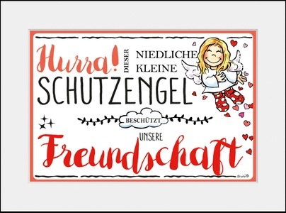 QUEENCE, queence Bild »Schutzengel Freundschaft«, Engel, (1 St.), queence Bild »Schutzengel Freundschaft«, Engel-Himmel-Stern-Sterne-Schriftzug-Sprüche & Texte-Liebessprüche-Blumen, (1 St.), HD Premium Poster-Druck inkl. Holzrahmen