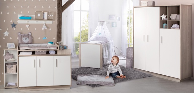 Roba, Roba Babyzimmer Set (3-tlg) Kinderzimmer »Olaf«, roba® Babyzimmer-Komplettset »Olaf«, (Set, 3 tlg., Kinderbett, Wickelkommode, Kleiderschrank), mit Kinderbett, Schrank und Wickelkommode