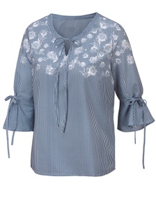 AMBRIA, Ambria Bluse mit längerem Saum im Rückteil, 