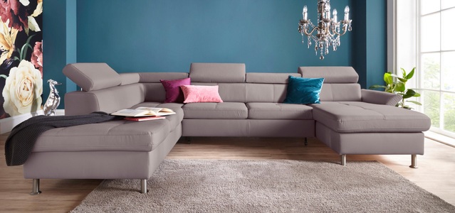 exxpo - sofa fashion, exxpo - sofa fashion Wohnlandschaft, inkl. Kopf- bzw. Rückenverstellungwahlweise mit Bettfunktion und Bettkasten, exxpo - sofa fashion Wohnlandschaft »Maretto, bequem und komfortabel, aufwendige Sitzsteppung, U-Form«, inkl. Kopfteilverstellung für mehr Sitzkomfort, wahlweise Bettfunktion