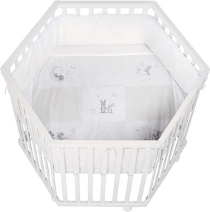 Roba, roba Laufgitter 6-eckig weiß Fox & Bunny, roba® Laufgitter »Fox & Bunny, weiss, 6-eckig«, bis 15 kg, mit Stoffeinlage und Nestchen
