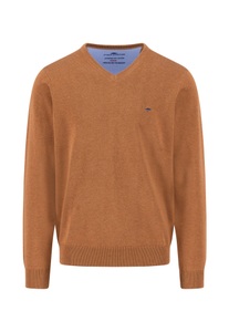 FYNCH-HATTON Strickpullover aus reiner Baumwolle, mit Rundhalsausschnitt, mit Logo Stickerei