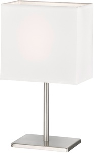 FH LIGHTING, Tischleuchte Kate mit Stoffschirm, nickel/weiß, 