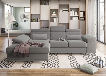 SIT&MORE, sit&more Ecksofa, sit&more Ecksofa »Cabrio L-Form, mit Sitztiefenverstellung, Arm- und Kopfteilverstellung«, 2 Nierenkissen, Federkern, optional Bettfunktion und Stauraum