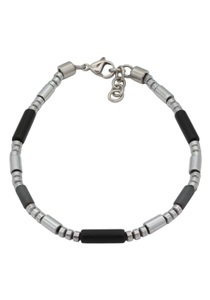 FIRETTI, Firetti Armband »Walzen, matt und poliert, massiv«, Firetti Armband »Schmuck Geschenk Armschmuck Armkette Farbstein Hämatit Onyx«, Made in Germany - mit Onyx, Hämatit