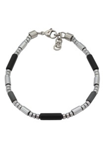 FIRETTI, Firetti Armband »Walzen, matt und poliert, massiv«, Firetti Armband »Schmuck Geschenk Armschmuck Armkette Farbstein Hämatit Onyx«, Made in Germany - mit Onyx, Hämatit