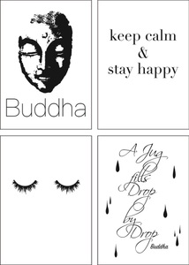 Artland, Artland Poster »Buddha Ruhe Wimpern Tropfen«, Artland Poster »Buddha Ruhe Wimpern Tropfen«, Sprüche & Texte, (4 St.), Poster, Wandbild, Bild, Wandposter