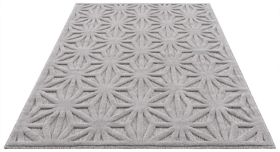 Carpet City, Carpet City Teppich »SANTORINI 58369«, rechteckig, 5 mm Höhe, 3D-Design: Flor erzeugt ein Hoch-Tief-Effekt, In- und Outdoor geeignet, Carpet City Teppich »In-& Outdoorteppich Santorini 58369, 3D-Effekt, Raute-Optik«, rechteckig, 5 mm Höhe, Wetterfest & UV-beständig für Terrasse, Balkon, Küche, Flur