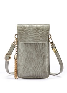 Lascana, LASCANA Umhängetasche, LASCANA Umhängetasche, im Kroko Look, Handytasche mit Sichtfenster, Mini-Bag VEGAN
