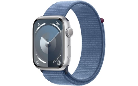 Apple, APPLE Watch Series 9 (GPS, Alu) 45 mm - Smartwatch (Stufenlos verstellbar, Textil (Carbon Neutral), Silber/Winterblau), Apple Smartwatch »Series 9, GPS, Aluminium-Gehäuse mit Sport Loop Armband«, Watch OS 10, 64 GB,)