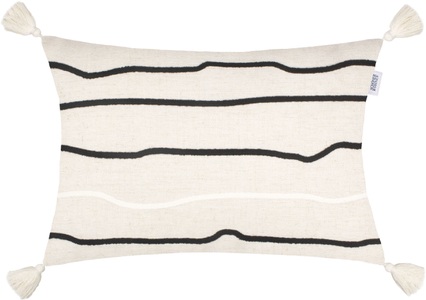 SCHÖNER WOHNEN, Schöner Wohnen Kissenhülle 38/58 cm , SW-Boho 70913-030-38-58 , Weiss, Hellgrau, Sandfarben, Greige , Textil , Streifen , 38 cm , hochwertige Qualität , 003021126101, Boho, Offwhite 58x38 cm