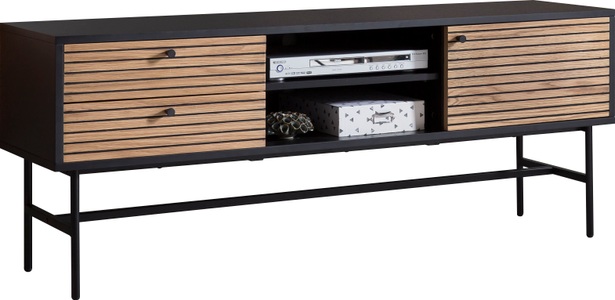 mutoni casual, Lowboard Echtholzfurnier 150x40x60 schwarz, SalesFever Lowboard, Kommode mit 2 Kabeldurchführungen