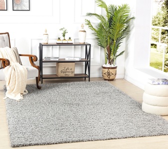 Surya, Surya Hochflor-Teppich »UNI CHIC 2300«, rechteckig, Surya Hochflor-Teppich »BORACAY«, rechteckig, 37 mm Höhe, Flauschig, Langflor, Weich, Wohnzimmer Flurteppich, Grau