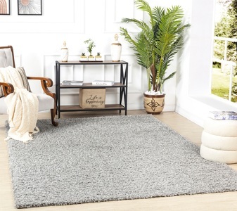 Surya, Surya Hochflor-Teppich »UNI CHIC 2300«, rechteckig, Surya Hochflor-Teppich »BORACAY«, rechteckig, 37 mm Höhe, Flauschig, Langflor, Weich, Wohnzimmer Flurteppich, Grau