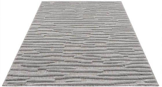Carpet City, Carpet City Teppich »SANTORINI 58394«, rechteckig, 5 mm Höhe, 3D-Design: Flor erzeugt ein Hoch-Tief-Effekt, In- und Outdoor geeignet, Carpet City Teppich »In-& Outdoorteppich Santorini 58394, 3D-Effekt, Streifen«, rechteckig, 5 mm Höhe, Wetterfest & UV-beständig für Terrasse, Balkon, Küche, Flur