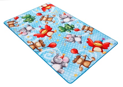 BÖING CARPET, Fussmatte »Lovely Kids LK-4«, rutschhemmend beschichtet, Böing Carpet Kinderteppich »Lovely Kids LK-4 Affen«, rechteckig, 2 mm Höhe, Motiv Zootiere, Kinderzimmer
