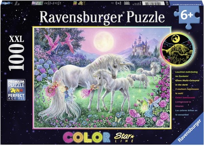 Ravensburger, Puzzle Einhörner Mondschein, Puzzle Ravensburger Einhörner im Mondschein 100 Teile XXL Color Starline