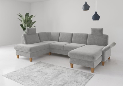 Home affaire Wohnlandschaft »Rochelle, U-Form«, optional mit Armteilverstellung, mit Bettfunktion & Bettkasten