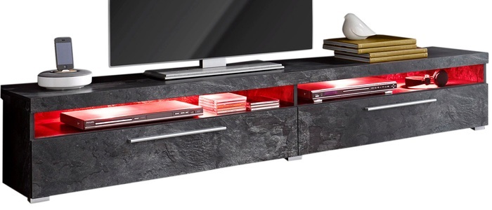 undefined, Lowboard, Breite 200 cm, INOSIGN Lowboard »India,Breite 200 cm, stilvolle Fernsehschrank mit offenen Fächern«, TV-Board ohne Beleuchtung, TV-Kommode mit viel Stauraum