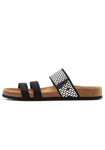 Lascana, LASCANA Pantolette, LASCANA Pantolette »Mule, Sandale, offener Schuh,«, mit Komfortkorkfussbett aus Leder und elastischen Riemchen
