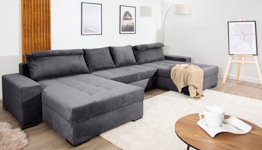 COLLECTION AB, COLLECTION AB Wohnlandschaft »XXXL-Josy Relax U-Form Breite 352 cm, mit 2 gleich grossen Recamieren«, inkl. Bettfunktion, Bettkasten, mit 4 Rückenkissen in zwei Grössen, COLLECTION AB Wohnlandschaft »Josy XXXL-Relax U-Form, B: 352 cm« mit Bettfunktion, Bettkasten & 2 Nackenkissen, Federkern