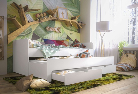 Home affaire Jugendbett »Bett Tulsa mit zusätzlicher ausziehbarer Schlaffläche und Schubladen«, Jugendbett BxTxH 197,5x96x79 cm