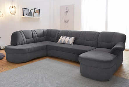 DOMO collection, DOMO collection Wohnlandschaft, DOMO collection Wohnlandschaft »Sarafina, zeitlos und komfortabel, optional mit Federkern, U-Form« wahlweise mit Bettfunktion