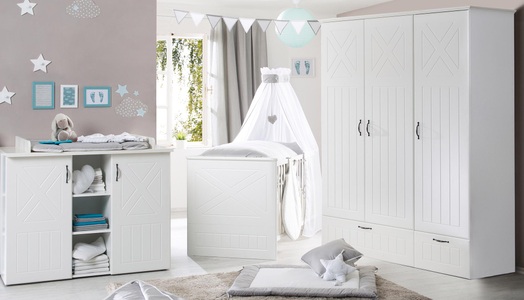 Roba, Roba Babyzimmer Set (3-tlg.), Kinderzimmer, »Constantin«, roba® Babyzimmer-Komplettset, (Set, 3 tlg., Kinderbett, Schrank, Wickelkommode), mit Kinderbett, Schrank und Wickelkommode