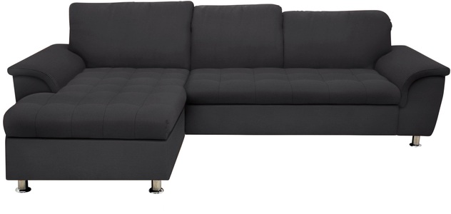 DOMO collection, DOMO collection Ecksofa, DOMO collection Ecksofa »Franzi Steppung im Sitzbereich B7T/H: 278/162/80 cm, L-Form« mit Kopfteilverstellung, Flachgewebe, graphite