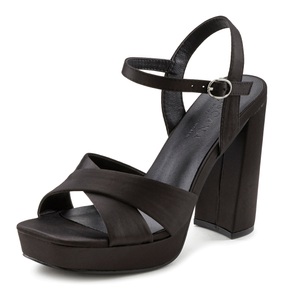 Lascana, LASCANA Sandalette, mit Blockabsatz VEGAN, LASCANA Riemchensandalette, High Heel Sandale mit Plateau & Blockabsatz in Satin Optik VEGAN