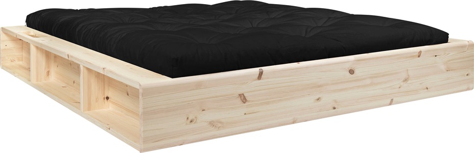 Karup Design, Karup Design ZIGGY Futonbett Natur lackiert 140x200 cm, Karup Design Futonbett »Ziggy, in mehreren Breiten, zertifiziertes Massivholz«, praktische Ablagefläche neben der Matratze, viel Stauraum