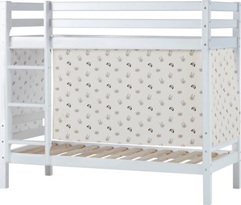 Hoppekids, Hoppekids Etagenbett, Liegefläche 70x160 cm, Kiefer weiss lackiert,mit Textilset und wahlweise mit Matratze, 