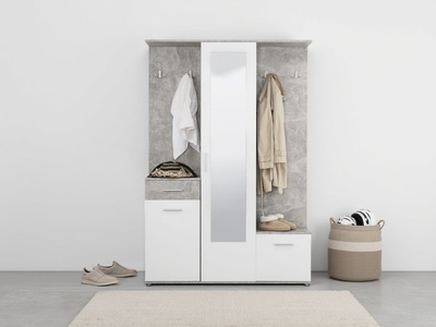 INOSIGN Kompaktgarderobe »Martin Flurgarderobe, Dielenschrank, Flurmöbel, Breite 134 cm«, Schuhschrank, mit Spiegel, in modernen Farben, mit 10 Haken