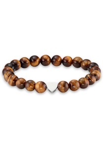 FIRETTI, Firetti Armband »Schmuck Geschenk, Herz mit Kugeln aus Edelstein«, Made in Germany - mit Onyx oder Tigerauge, Firetti Armband »Schmuck Geschenk Herz Element, Steinarmband, Partnerarmband«, Made in Germany - mit Onyx oder Tigerauge