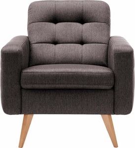 exxpo - sofa fashion, exxpo - sofa fashion Sessel, exxpo - sofa fashion Sessel »Nappa, Loungesessel mit aktueller Rückensteppung, bequem und modern« hohe Holzfüsse