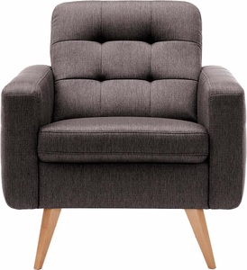 exxpo - sofa fashion, exxpo - sofa fashion Sessel, exxpo - sofa fashion Sessel »Nappa, Loungesessel mit aktueller Rückensteppung, bequem und modern« hohe Holzfüsse