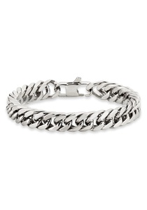 Bruno Banani, Bruno Banani Armband »B4050B/20/00/21«, Bruno Banani Armband »Schmuck Geschenk Armkette Panzerkette 10 mm breit Silberfarben«