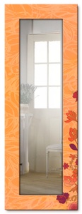 Artland, Artland Wandspiegel »Blumen orange«, Artland Dekospiegel »Blumen orange«, gerahmter Ganzkörperspiegel, Wandspiegel, mit Motivrahmen, Landhaus