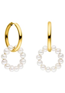 Purelei, Purelei Paar Creolen »Schmuck Geschenk, mit abnehmbaren Einhängern, 2110-Earring-Honu-Goldfarben«, mit Süsswasserzuchtperle, Purelei Paar Creolen »Schmuck Geschenk Honu Ohrringe, 2110-Earring-Honu«, mit Süsswasserzuchtperle - Einhänger abnehmbar