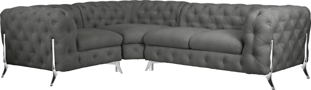 Leonique Ecksofa »Amaury«, mit aufwändiger Kopfheftung in moderner Optik, Breite 262 cm, Fussfarbe wählbar