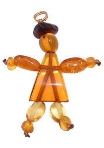 FIRETTI, Firetti Kettenanhänger »Püppchen, 24 mm breit, schimmernd«, Firetti Kettenanhänger »Schmuck Geschenk Halsschmuck Anhänger für Halskette Bernstein Puppe«, Made in Germany - mit Bernstein
