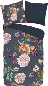 Descanso, Descanso Bettwäsche-Set PARMA 155x220 cm Anthrazit, Descanso Wendebettwäsche »Parma«, Baumwolle, Satin, 135x200, Biese, Reissverschluss, Wendeoptik, Blumen