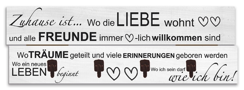 Artland, Artland Garderobenpaneel »Wo die Liebe wohnt«, Artland Garderobenleiste »Wo die Liebe wohnt«, teilmontiert