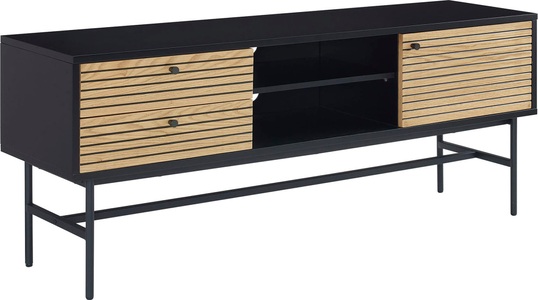 mutoni casual, Lowboard Echtholzfurnier 150x40x60 schwarz, SalesFever Lowboard, Kommode mit 2 Kabeldurchführungen